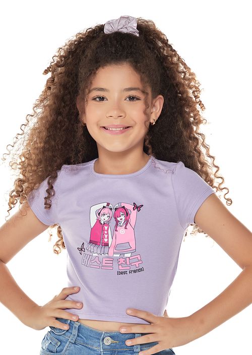 Camiseta manga corta para niñas con frente estampado