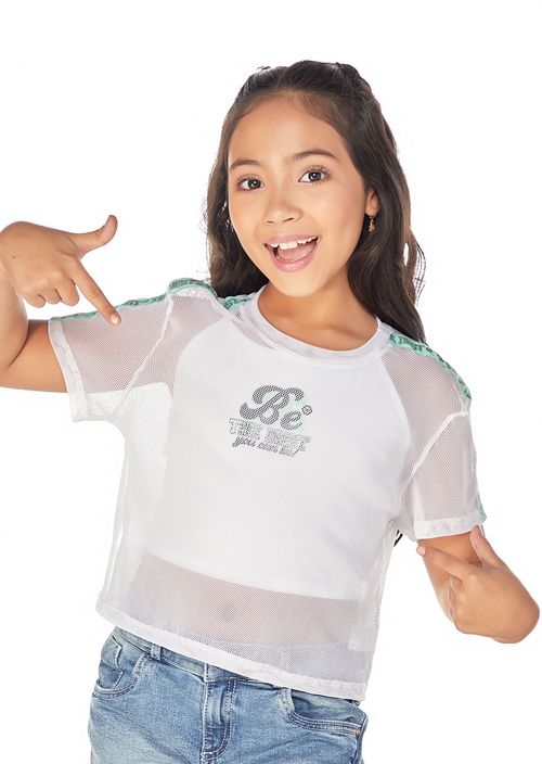 Camiseta manga corta para niñas doble prenda