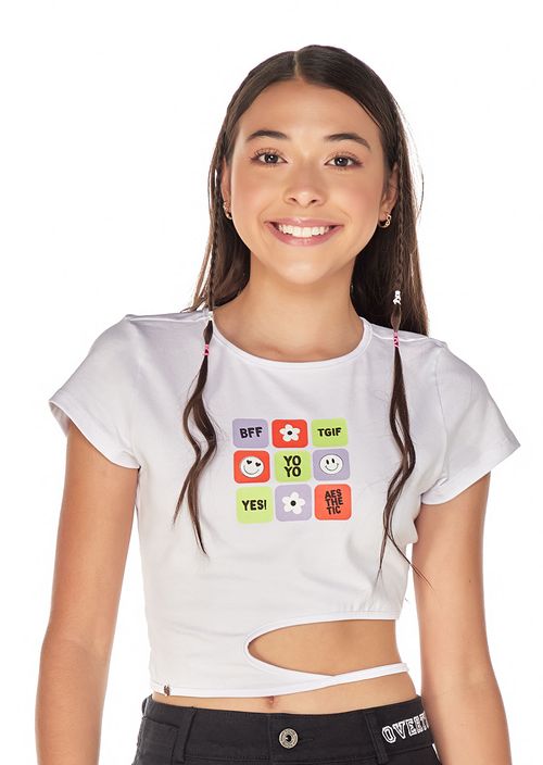 Camiseta para niñas junior con abertura en costado