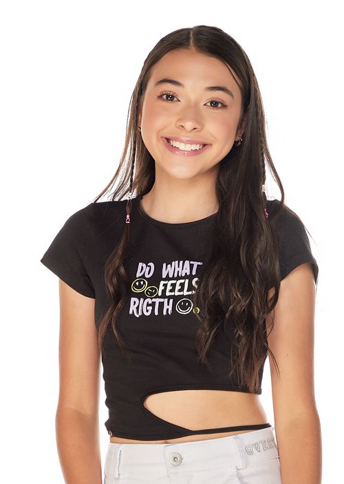 Camiseta para niñas junior con abertura en costado
