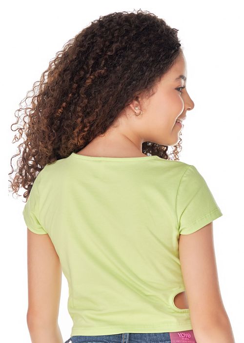 Camiseta manga corta para niñas con abertura en costado