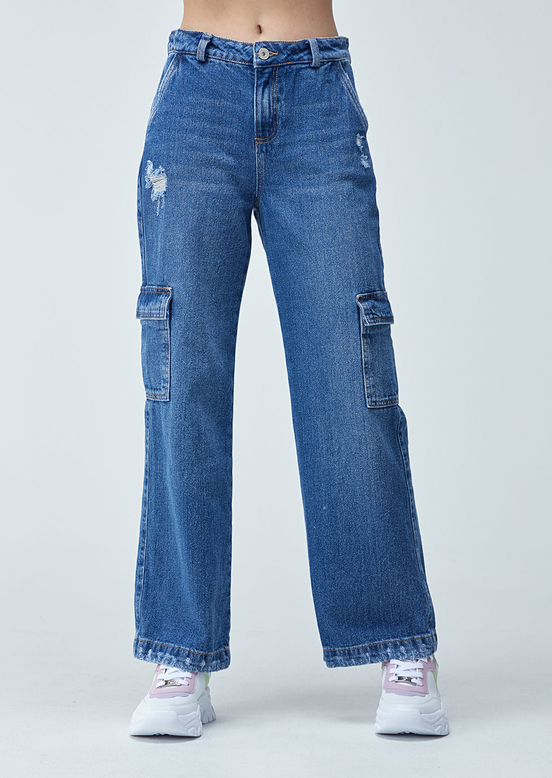 Pantalon cargo para niñas junior bota recta yoyojeans