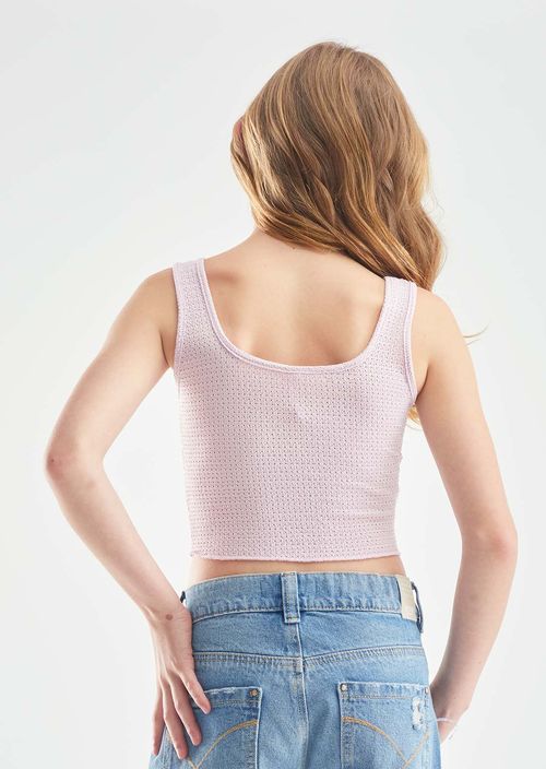 Camiseta ciruela, manga sisa con textura para niñas