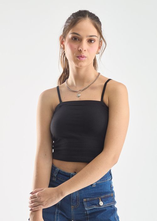 Camiseta negra strapples para adolescentes