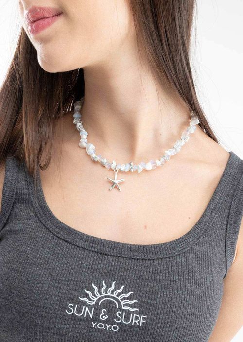 Collar plateado con dije de estrella marina para jovenes