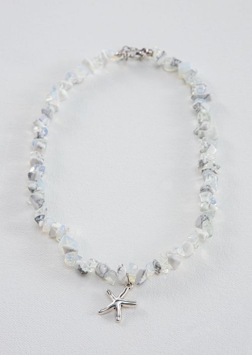 Collar plateado con dije de estrella marina para jovenes