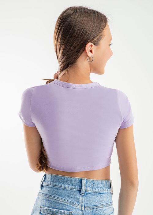 Camiseta lila claro, manga corta y estampada para jóvenes