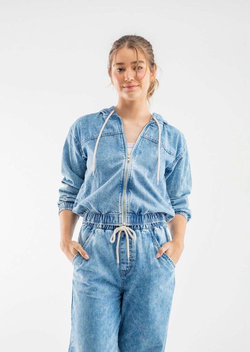 Chaqueta azul medio con cierre separable para jóvenes