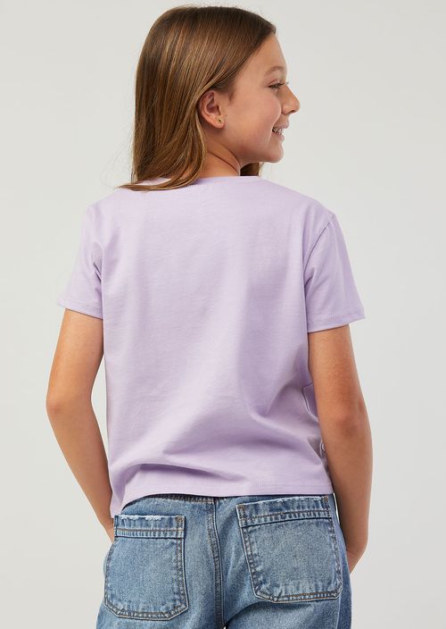 Camiseta lila claro con frente estampado para niñas