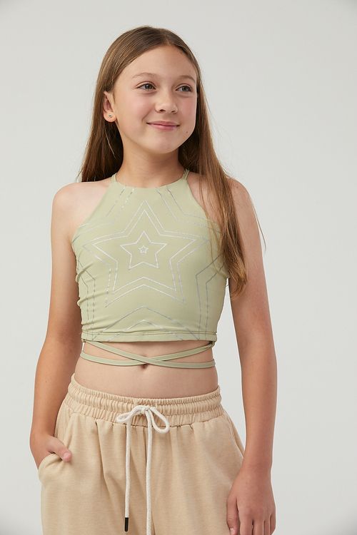 Camiseta de tiras pistacho para  niñas