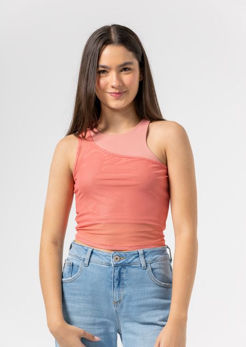 Camiseta guayaba en malla para jóvenes