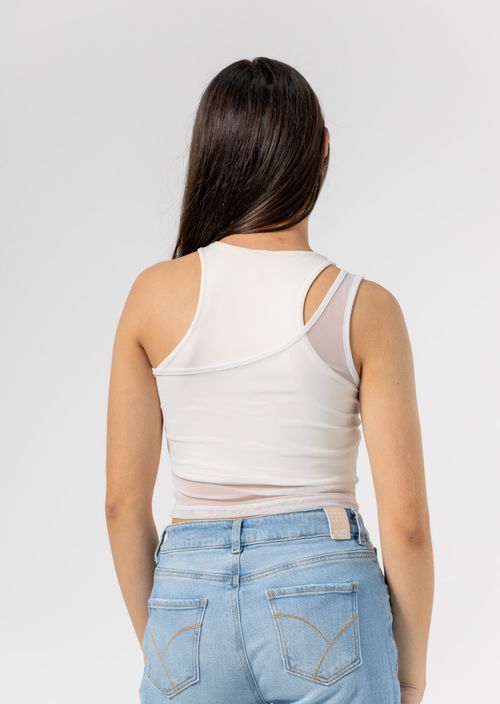 Camiseta marfil en malla para jóvenes