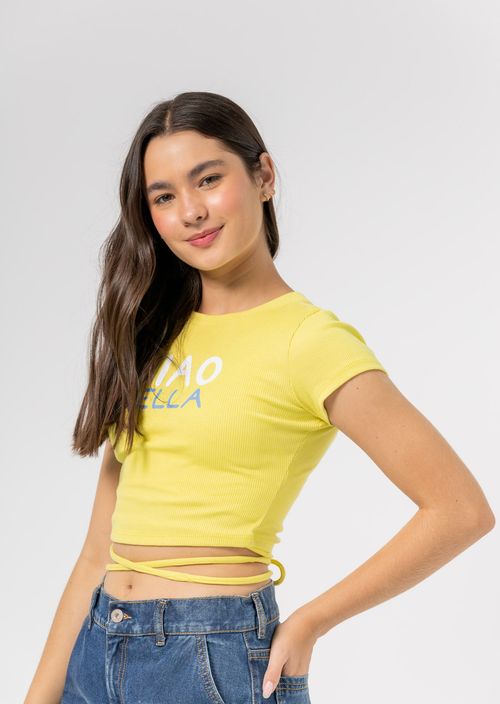 Camiseta verde lima con frente estampado para jóvenes