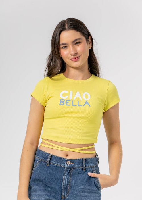 Camiseta verde lima con frente estampado para jóvenes