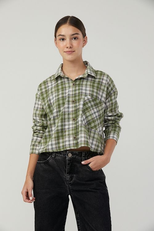 Blusa leñadora pistacho para adolescentes