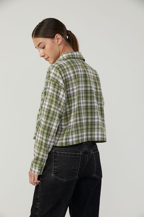 Blusa leñadora pistacho para adolescentes