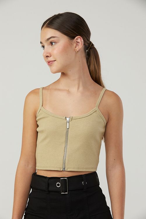 Camiseta pistacho con cierre para adolescentes
