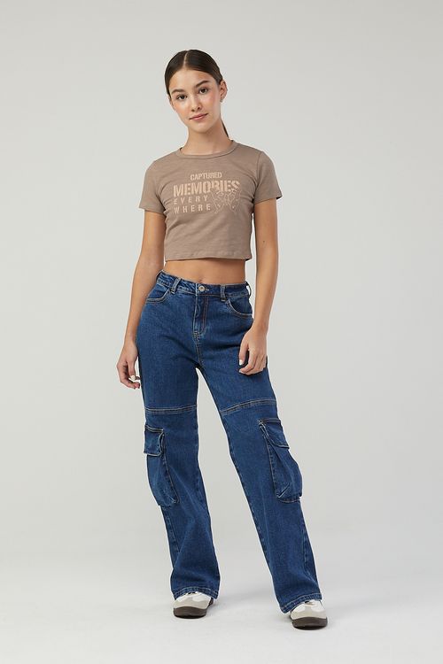 Jean cargo con bolsillos para adolescentes