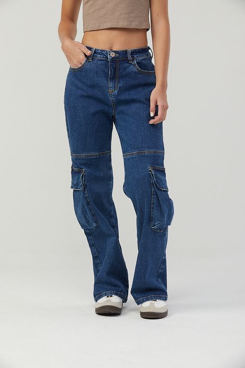 Jean cargo con bolsillos para adolescentes