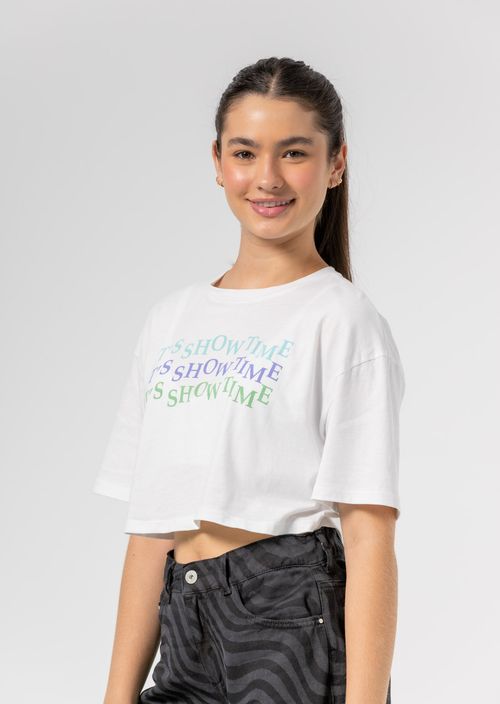 Camiseta oversize blanca con estampado para adolescentes