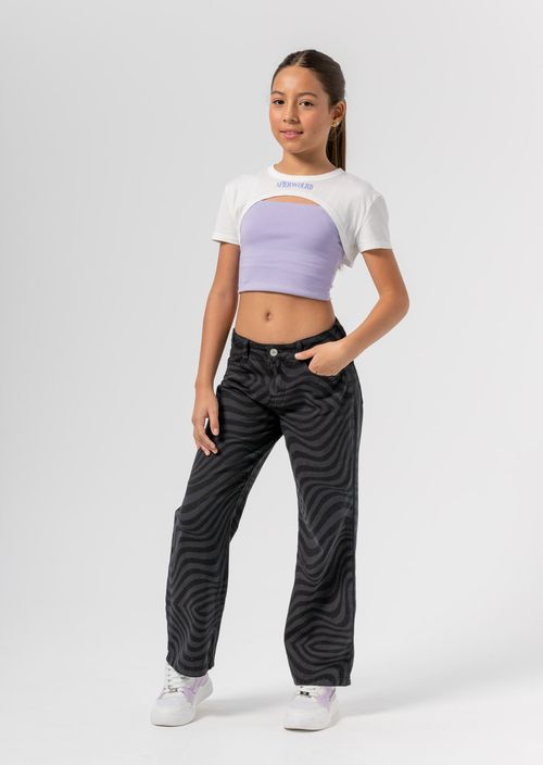 Jean retromom negro teñido para niñas