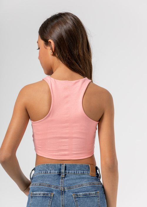 Camiseta palo de rosa con ruedo en punta para niñas