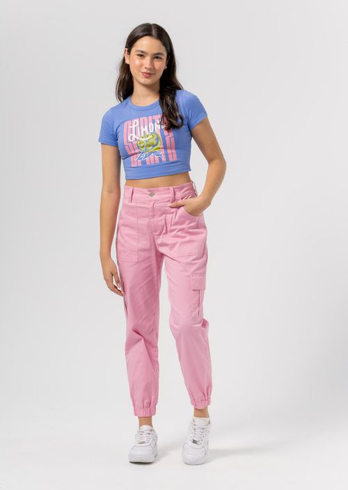 Jogger palo rosa ajustable en bota para adolescentes
