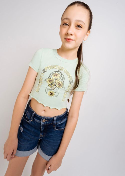 Camiseta menta estampada para niñas