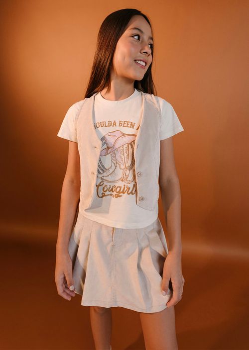Chaleco crop arena en corduroy para niñas