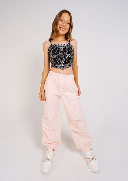 Jogger melón pastel con bolsillos para niñas