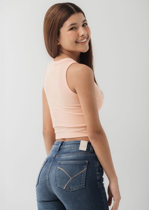 Camiseta naranja claro estampada en frente para adolescentes