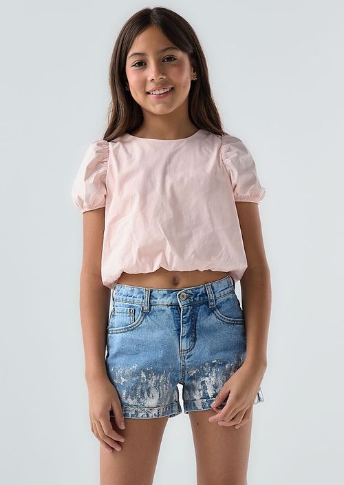 Blusa mandarina manga bombacha para niñas