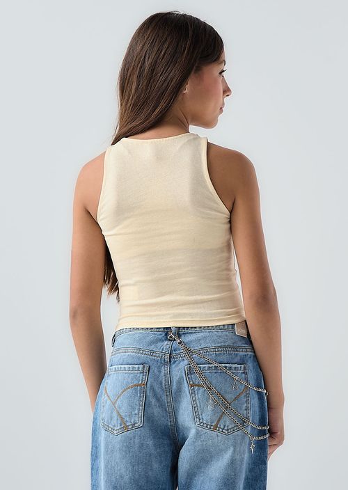 Camiseta beige frente estampado para niñas