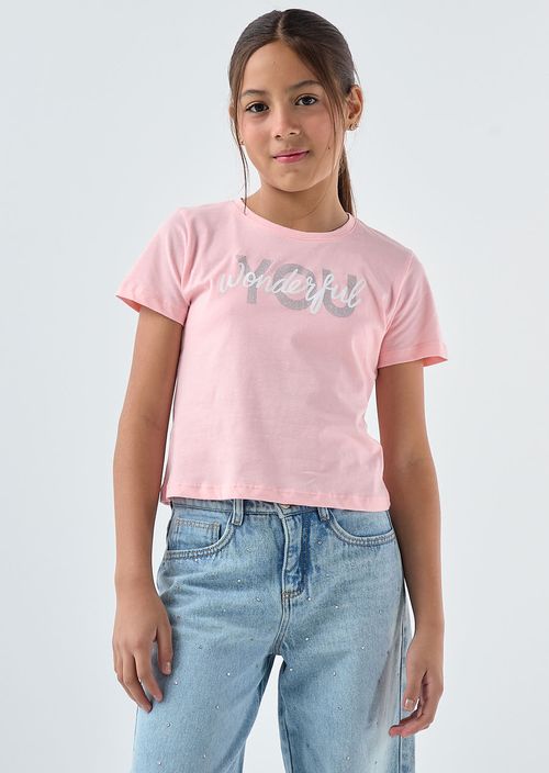 Camiseta mandarina estampada para niñas