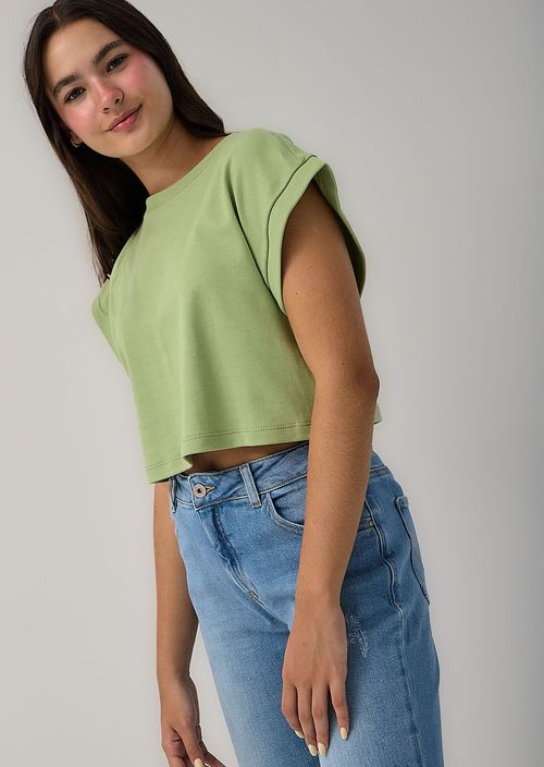 Camiseta verde manzana corte mariposa para adolescentes