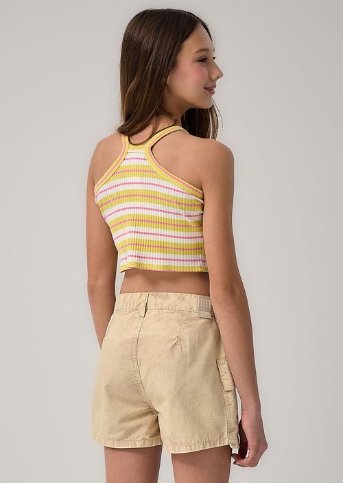 Camiseta verde lima a rayas para niñas