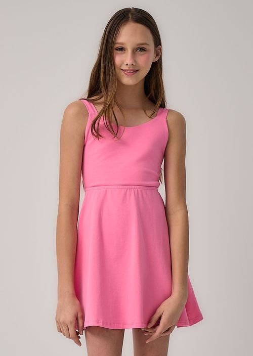 Vestido rosa oscuro con tiras para anudar para niñas
