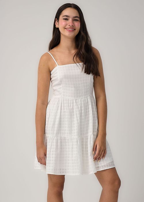 Vestido marfil con cierre en espalda para jóvenes