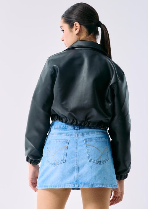 Chaqueta negra sintética para adolescentes