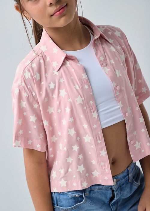 Blusa rosa estampado de estrellas para niñas