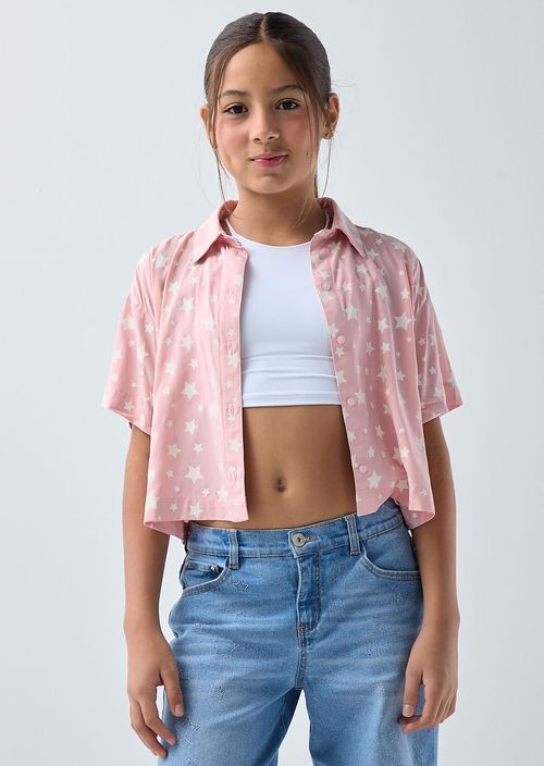 Blusa rosa estampado de estrellas para niñas