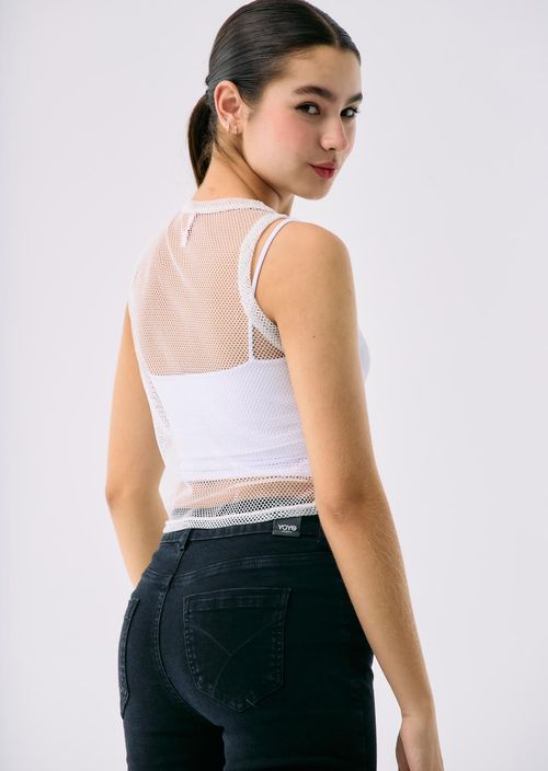 Camiseta plateada doble prenda para adolescentes