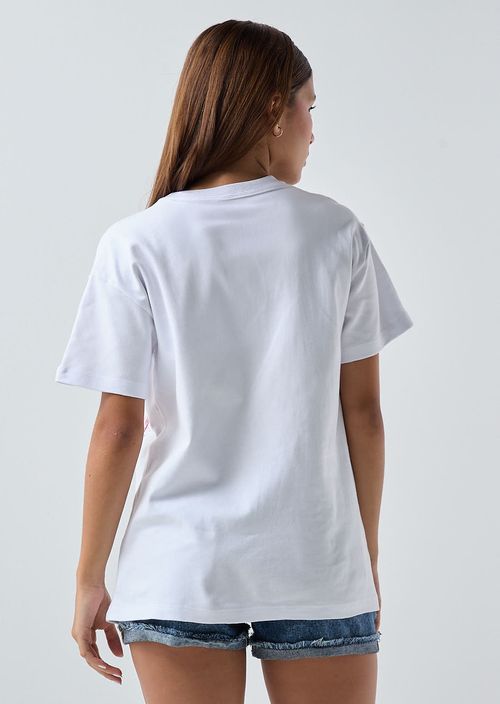 Camiseta oversize blanca estampada para adolescentes