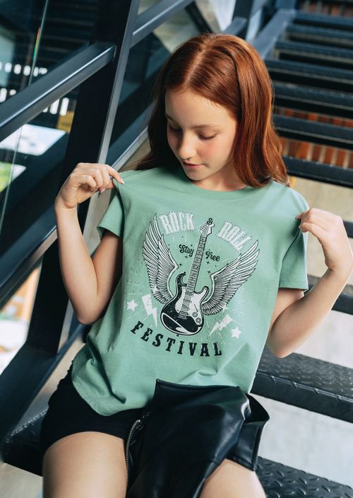 Camiseta menta frente estampado para adolescentes