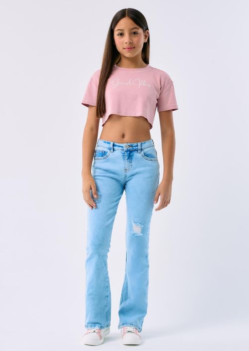 Jean tejano azul claro tiro medio para niñas