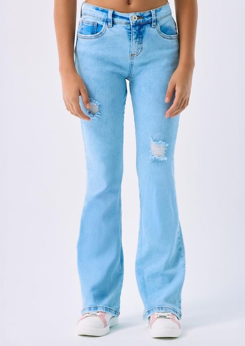 Jean tejano azul claro tiro medio para niñas