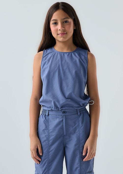 Blusa azul hortensia tipo parachute para jóvenes