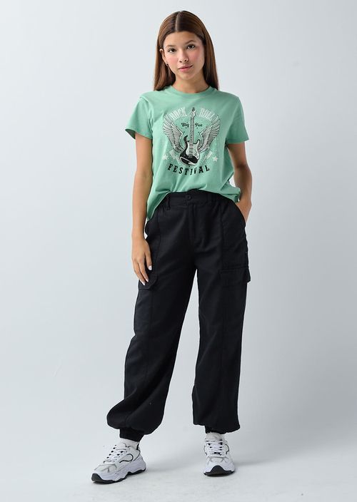 Jogger negro con cortes para jóvenes