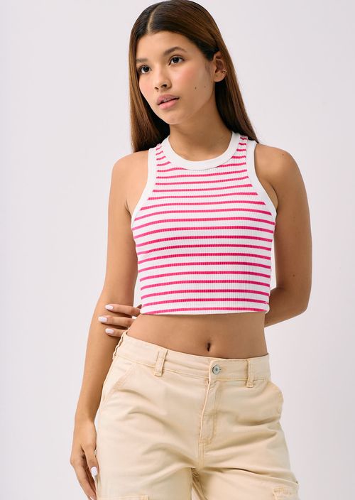 Camiseta a rayas rosa para jóvenes