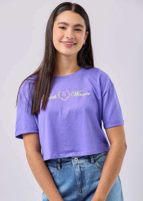 Camiseta morado frente estampado para jóvenes